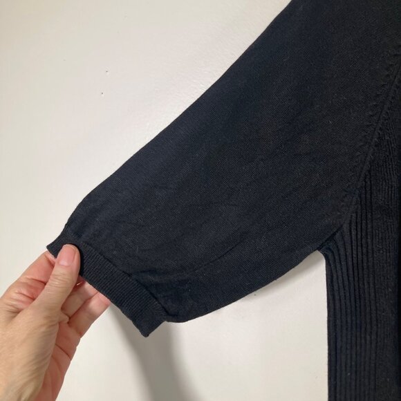 Womens Murano Silk Ribbed Sweater Short Sleeve Black S - Picture 4 of 9
